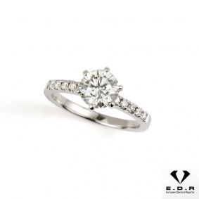 18k White Gold Round Brilliant Cut Diamond Ring 1.20ct I/VVS2